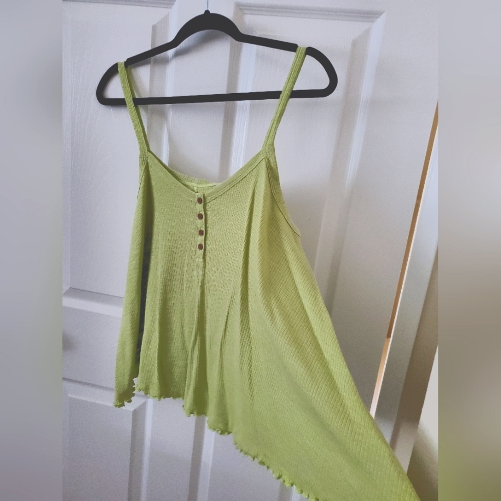 American Eagle Outfitters Green Ribbed Knit Loose Oversized Tank Top Women Small